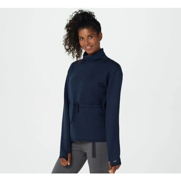 zuda Scuba Knit Furnel Neck Top with Tie Waist Dark Navy Size 4X - Picture 1 of 1